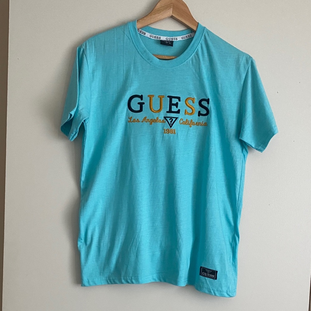 Guess Aqua Blue Graphic Tee
